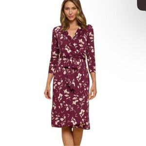 Renee C. Burgundy Steph Floral Wrap Dress Size 2X NWT